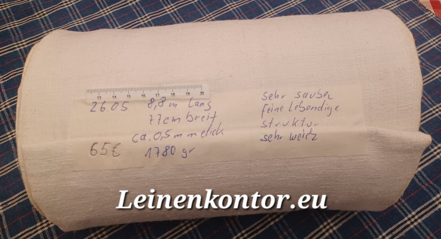 26.05 (8,8m x 0,77m x 0,5mm, 1780gr) Bauernleinen Leinen Landhaus Leinenstoff Leinenballen