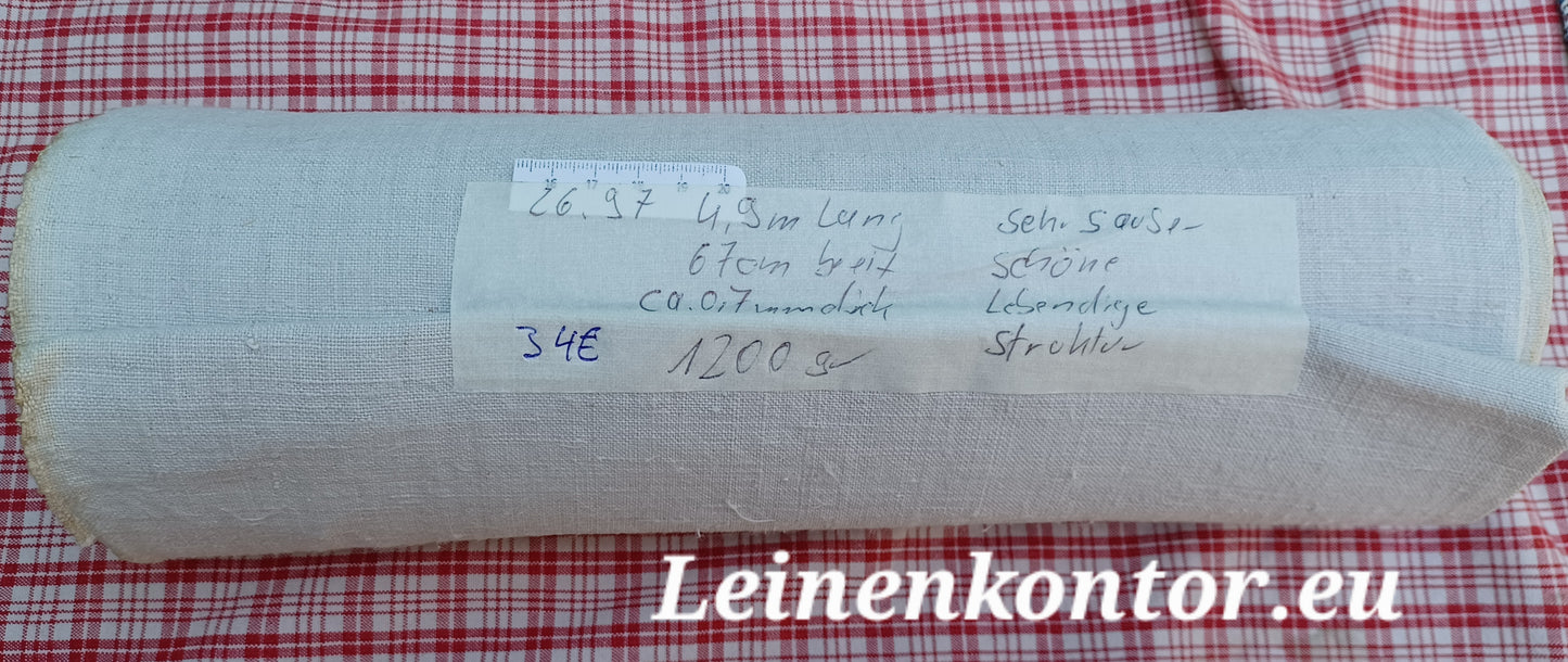 26.97 (4,9m x 0,67m x 0,7mm, 1200gr) Leinen Landhaus Leinenstoff Leinenballen