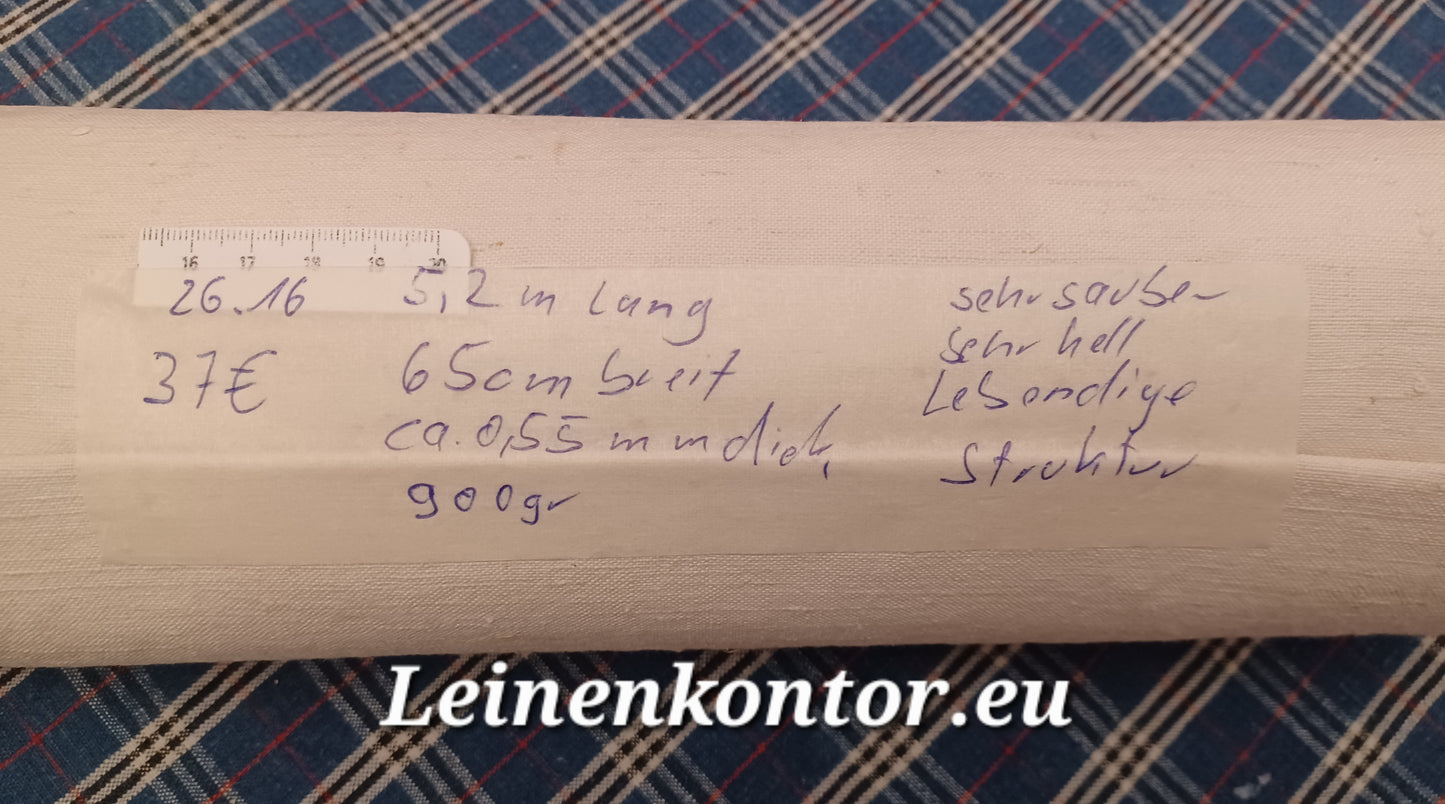 26.16 (5,2m x 0,65cm x 0,55mm, 900gr) Bauernleinen Leinen Landhaus Leinenstoff Leinenballen
