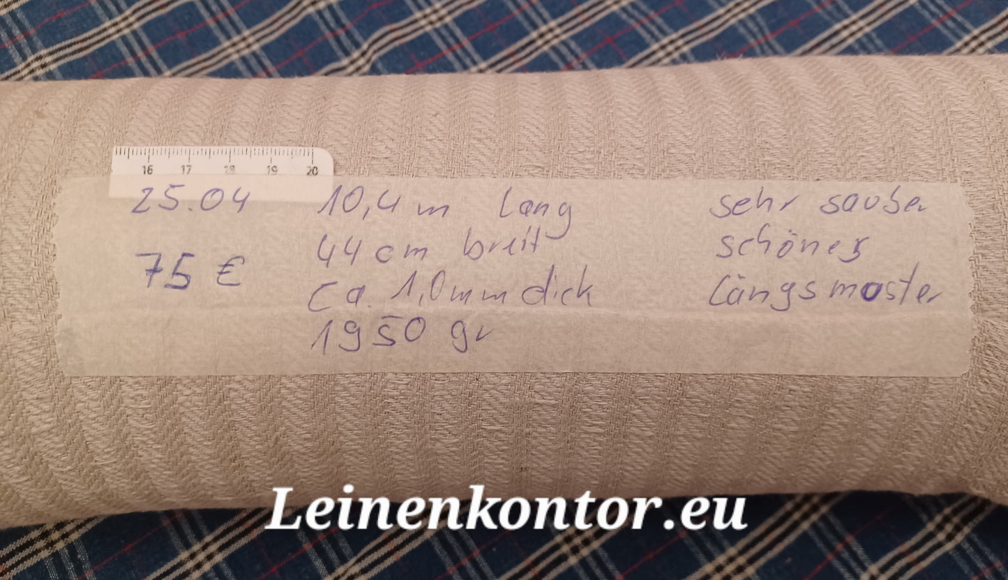 25.04 (10.4m x 0,44m x 1,0mm) Leinen Landhaus Leinenstoff Leinenballen Handtuchleinen