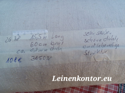 26.78 (15,5m x 0,60m x 0,7mm, 3650gr) Leinen Landhaus Leinenstoff Leinenballen