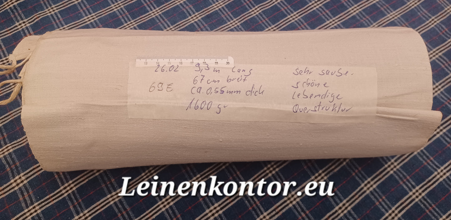 26.02 (9,3m x 0,67m x 0,55mm, 1600gr) Bauernleinen Leinen Landhaus Leinenstoff Leinenballen