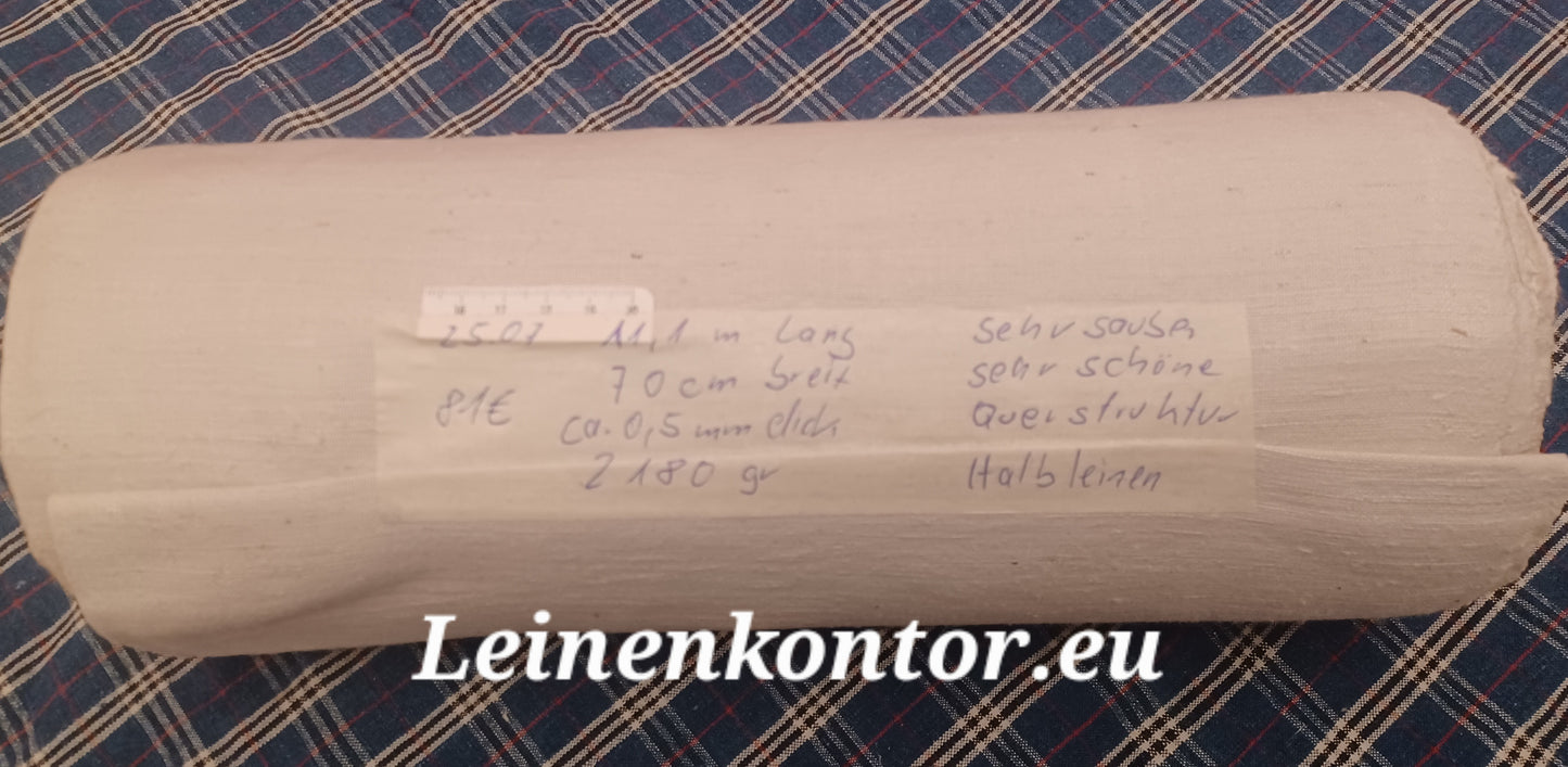 25.07 (11,1m x 0,70m x 0,5mm) Halbleinen, Altes Bauernleinen Landhaus Leinenstoff Leinenballen