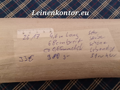 26.17 (4,6m x 0,68cm x 0,65mm, 980gr) Bauernleinen Leinen Landhaus Leinenstoff Leinenballen