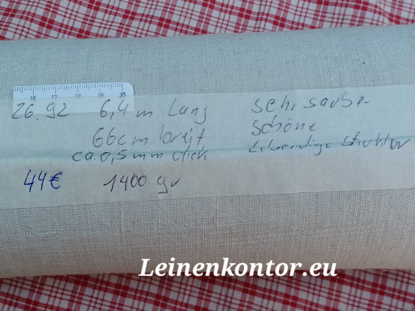 26.92 (6,4m x 0,66m x 0,5mm, 1400gr) Leinen Landhaus Leinenstoff Leinenballen