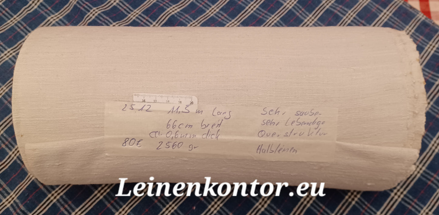 25.12 (11.5m x 0,66m x 0,6mm) Halbleinen, Altes Bauernleinen Landhaus Leinenstoff Leinenballen
