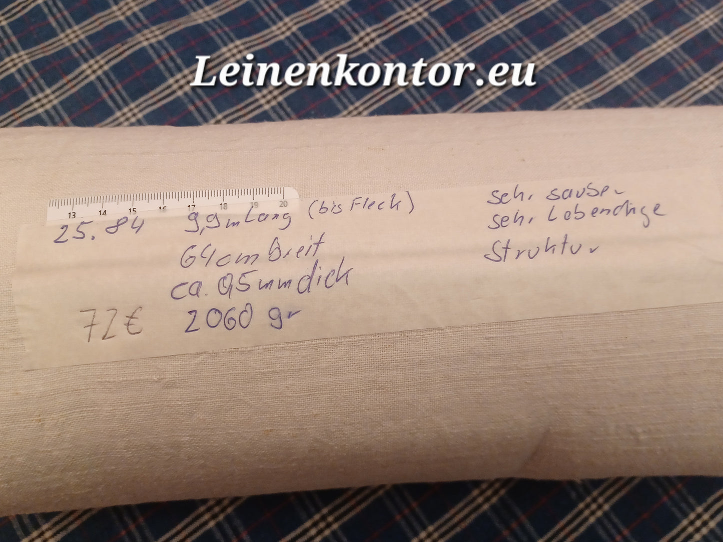 25.84 (9,9m x 0,64m x 0,5mm, 2060gr) Bauernleinen Leinen Landhaus Leinenstoff Leinenballen