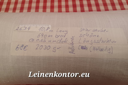 26.34 (10,8m x 0,64m x 0,55mm, 2030gr) Halbleinen Leinen Landhaus Leinenstoff Leinenballen