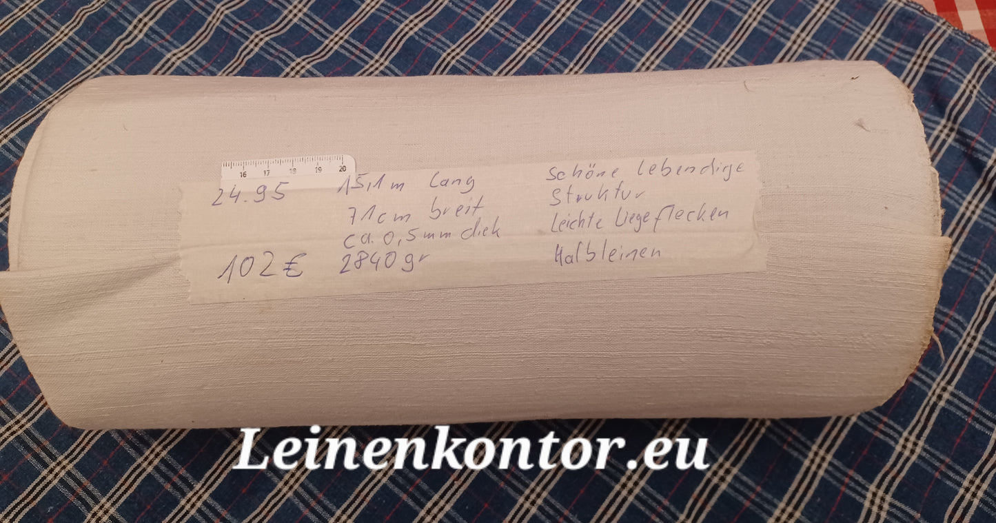 24.95 (15,1m x 0,71m x 0,5mm) Halbleinen, Altes Bauernleinen Landhaus Leinenstoff Leinenballen