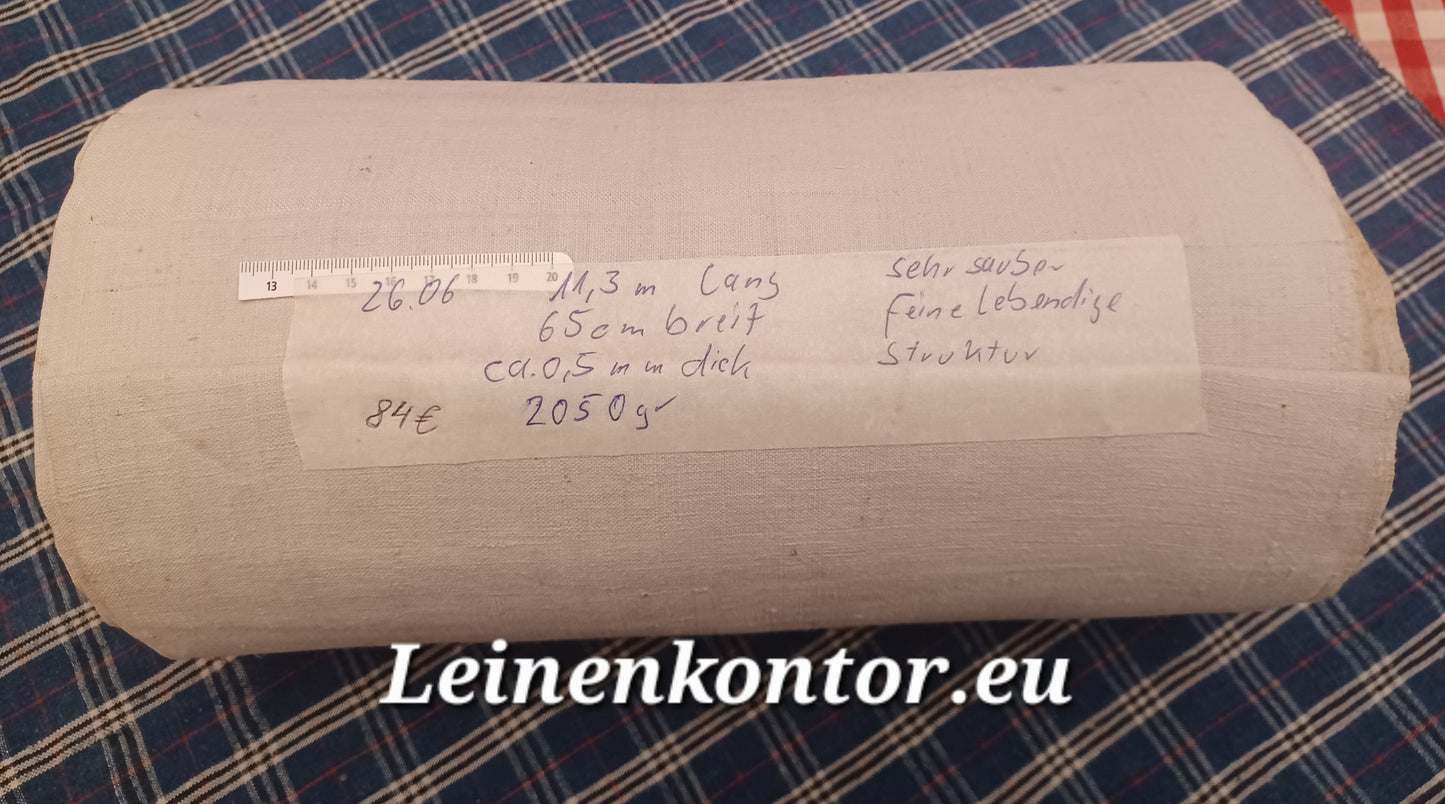 26.06 (11,3m x 0,65m x 0,5mm, 2050gr) Bauernleinen Leinen Landhaus Leinenstoff Leinenballen