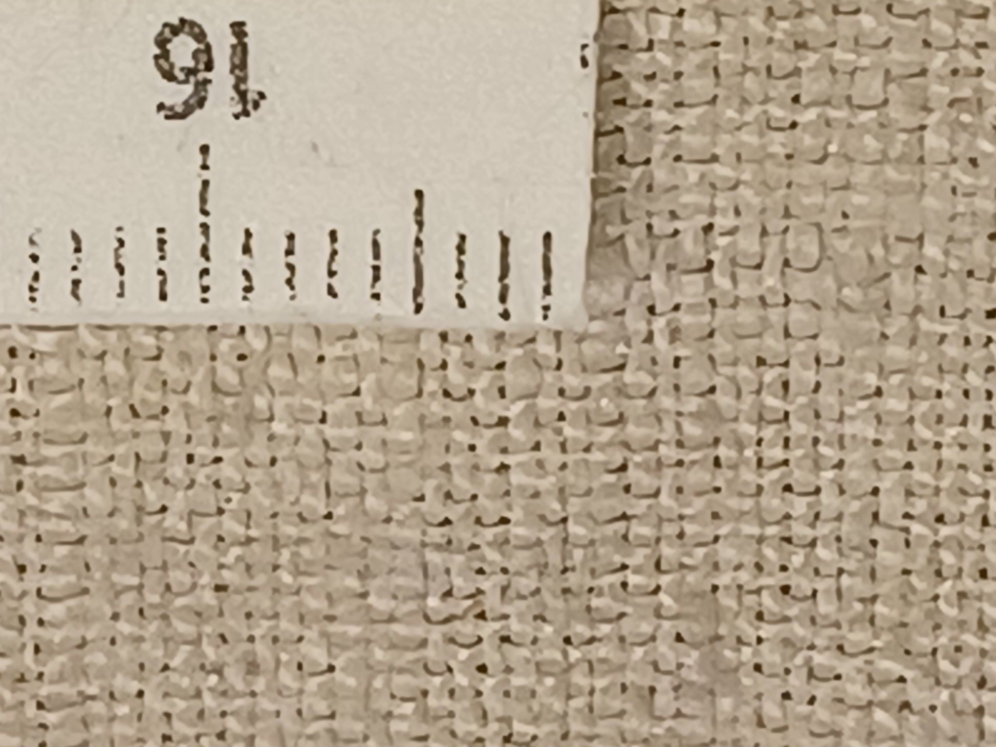 Leinenballen Textur feines helles Leinen mit Millimeterskala