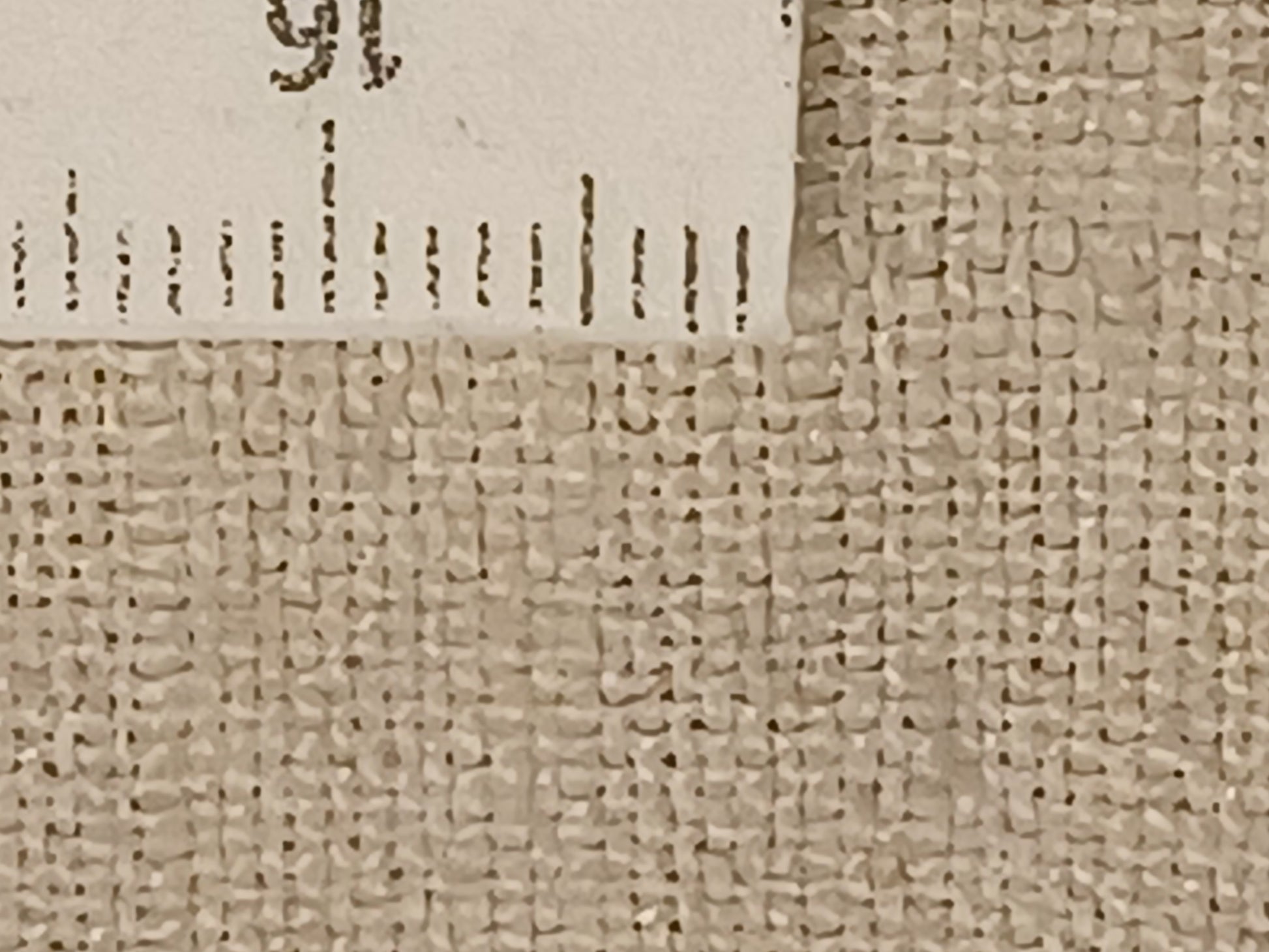 Leinenballen Textur feines helles Leinen mit Millimeterskala