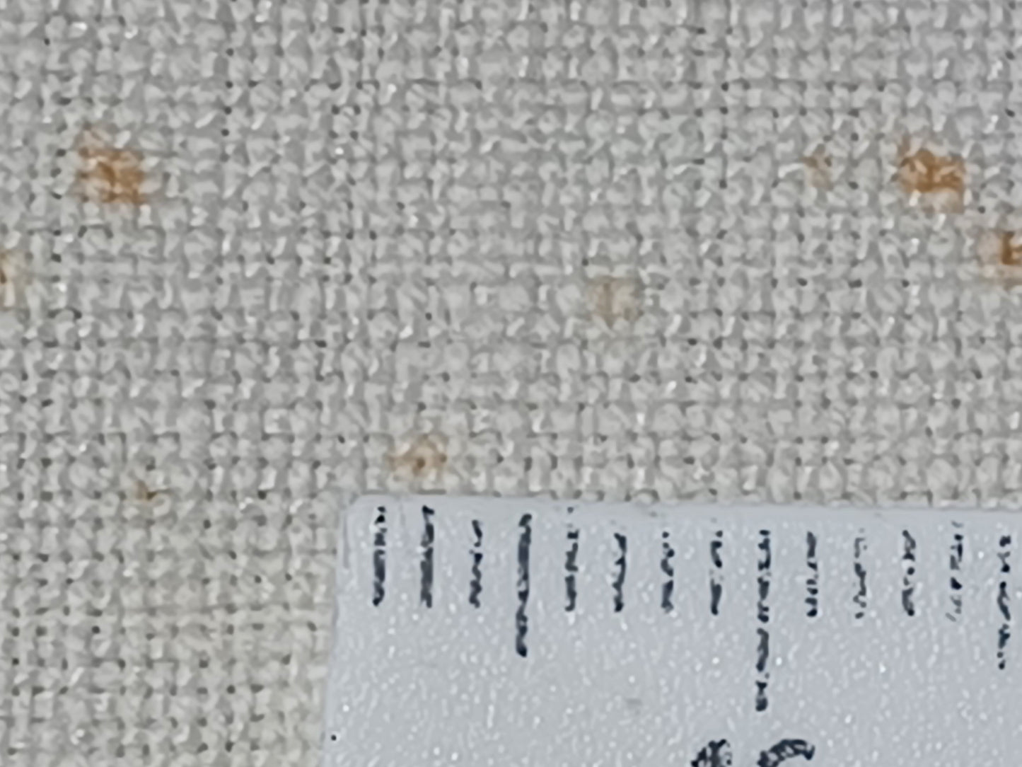Leinenballen Textur mit Millimeterskala