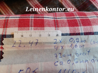 22.47 (7,3m x 0,72m x 0,5mm) Leinenballen kariert Vintage-Leinen Landhaus Leinenstoff Bauernleinen