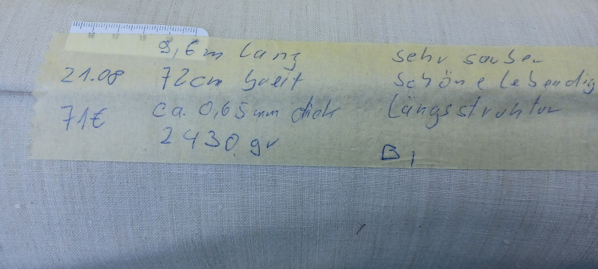 Bauernleinen mit Ansicht vom Etikett