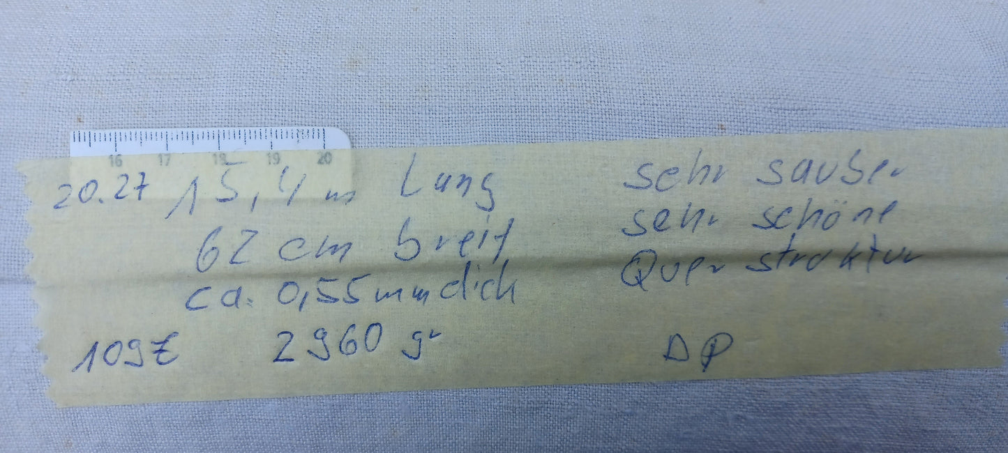 Leinenballen mit Etikett (Beschreibung)