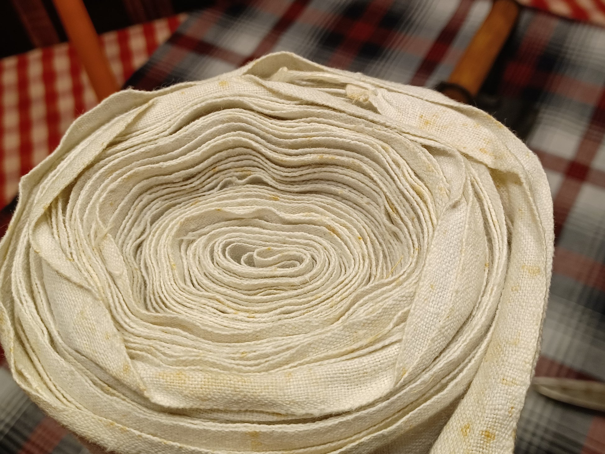 Leinenballen mit Ansicht auf gerollter Außenseite