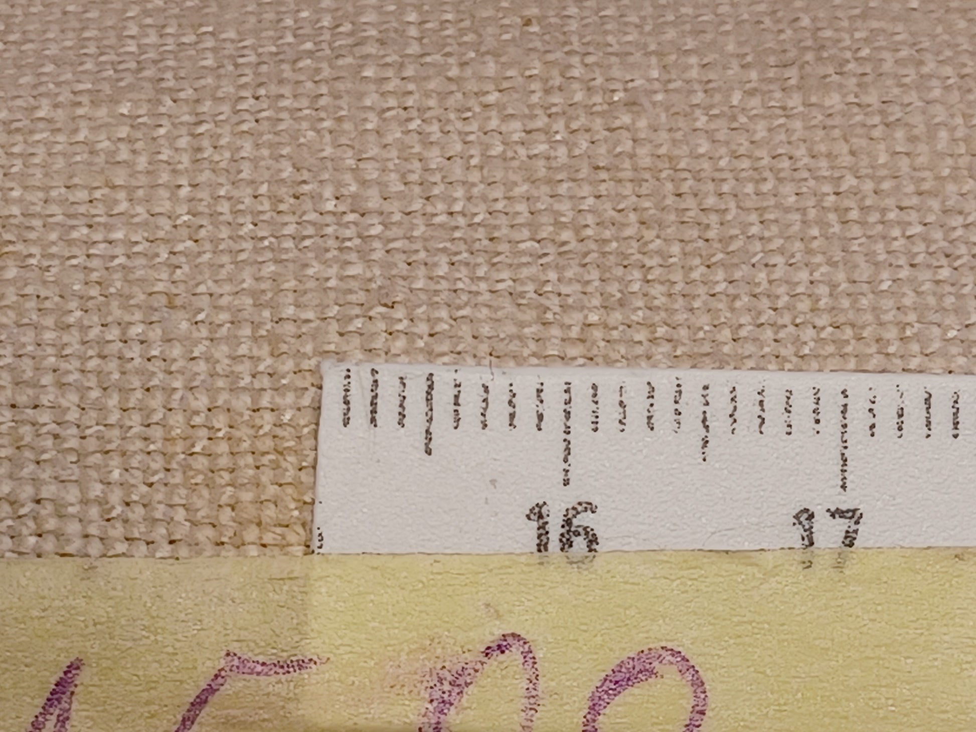 Leinenballen mit Millimeterskala 13 Fäden auf ein cm.