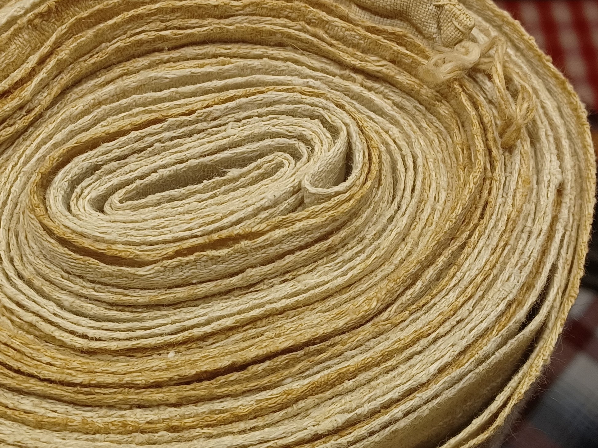 Leinenballen Ansicht gerollte Außenseite