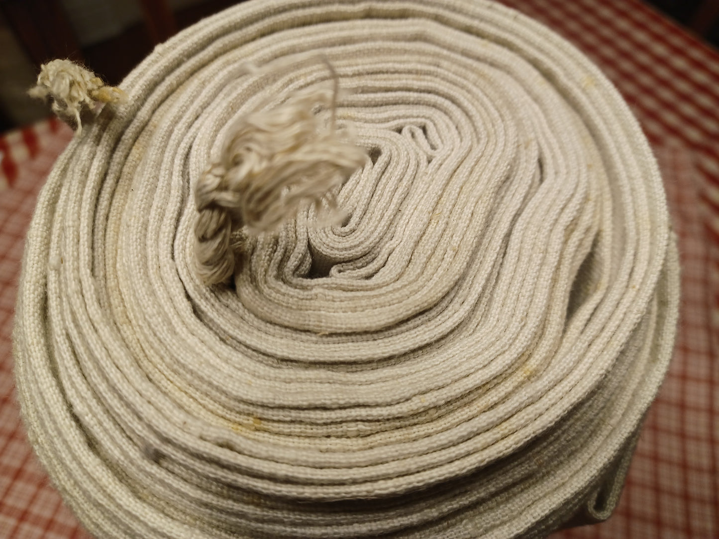 Leinenballen Ansicht gerollte Außenseite