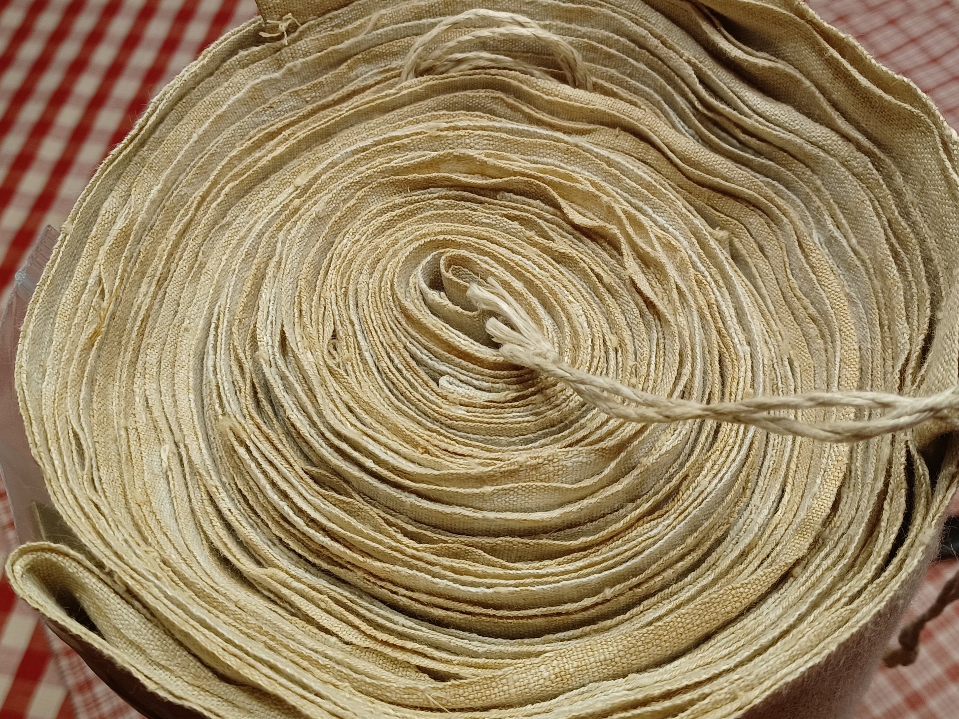 Leinenballen Ansicht gerollte Außenseite