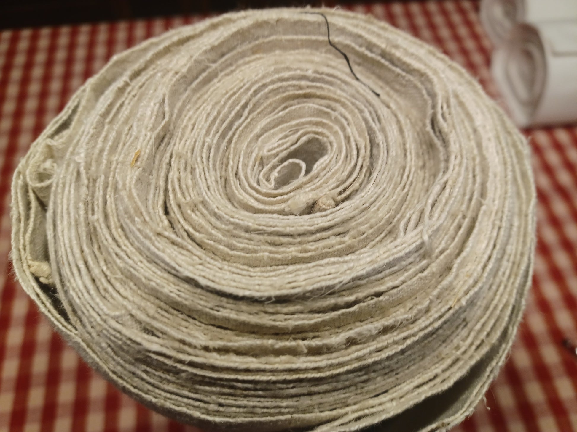 Leinenballen Ansicht gerollte Außenseite