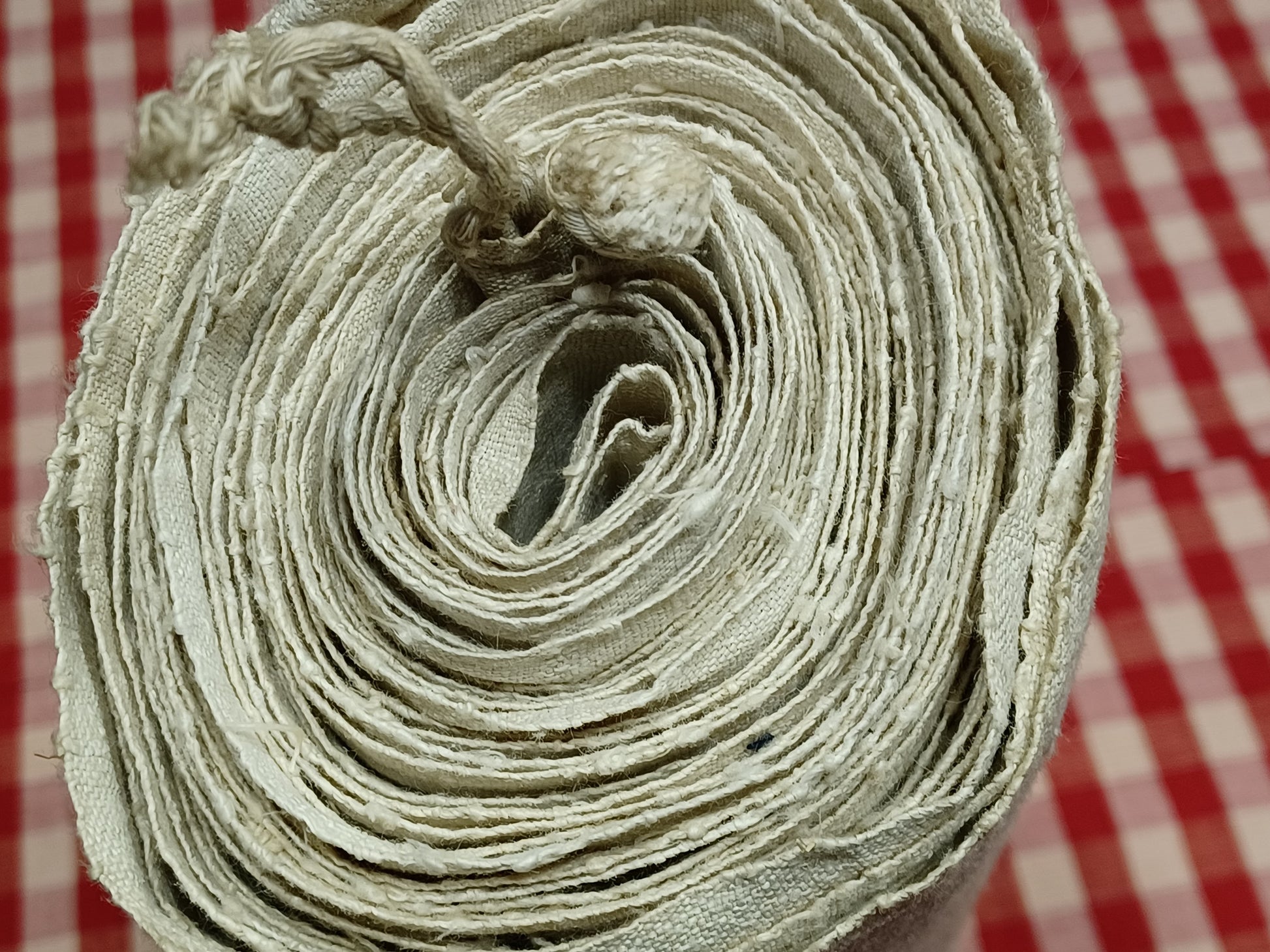 Leinenballen Ansicht gerollte Außenseite