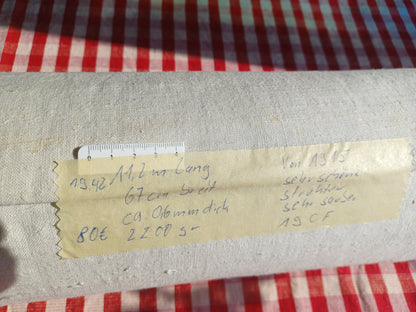 Leinenballen mit Etikett (Beschreibung)