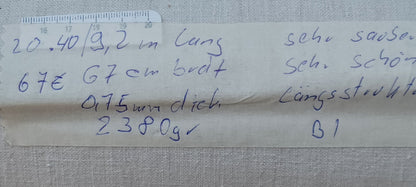 Leinenballen mit Etikett (Beschreibung)