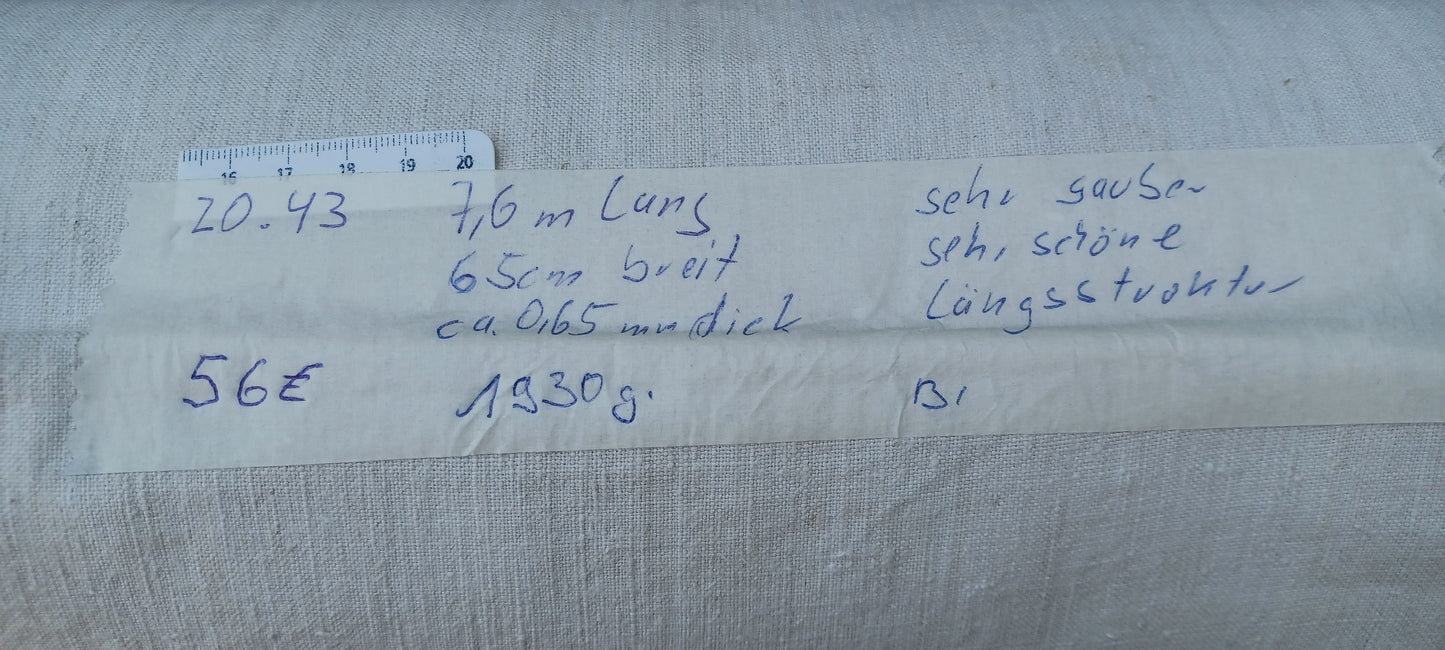 Leinenballen mit Etikett (Beschreibung)