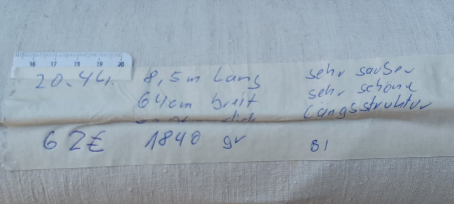 Leinenballen mit Etikett (Beschreibung)