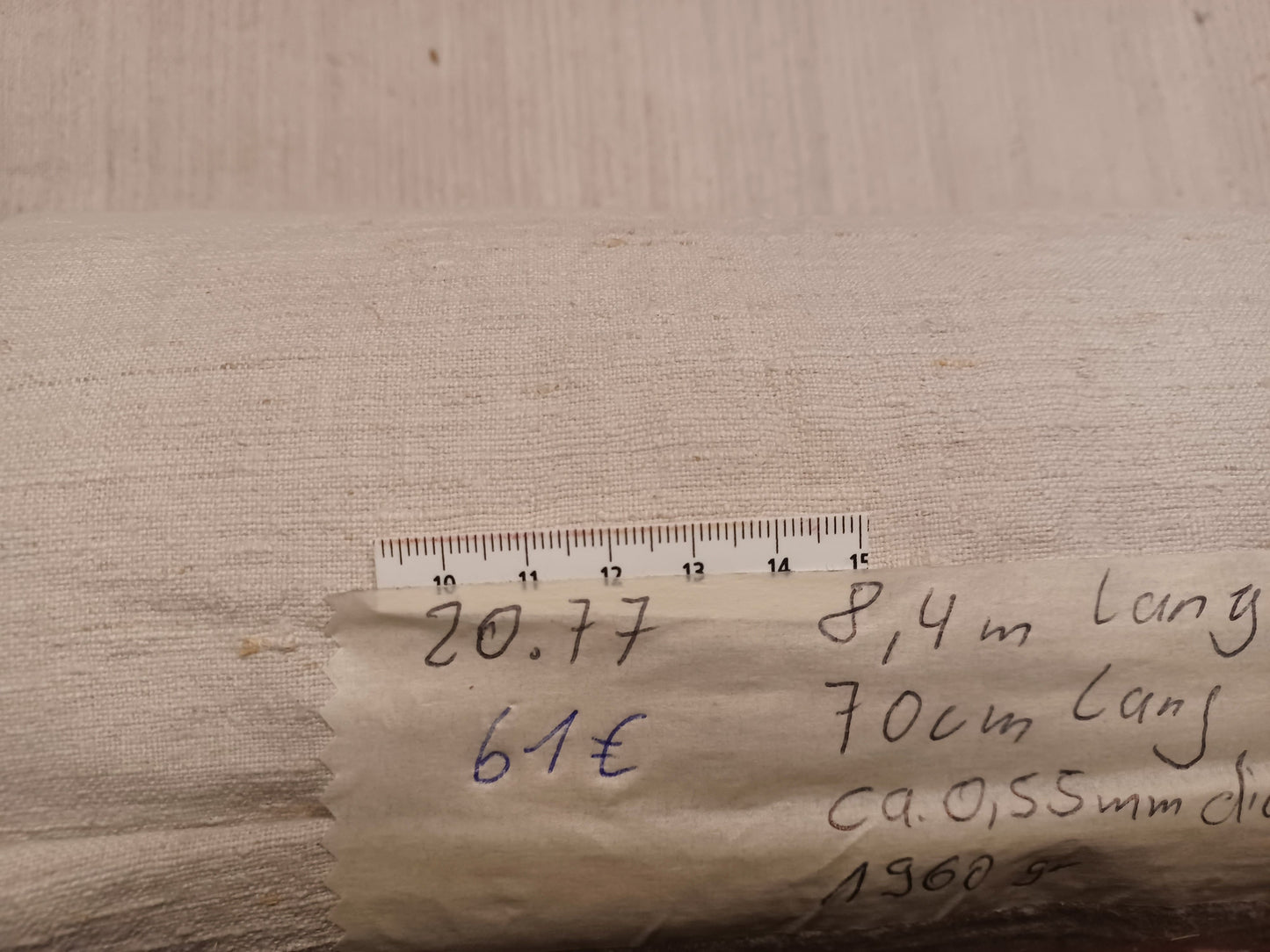 Leinenballen mit Millimeterskala 17 Fäden auf ein cm.
