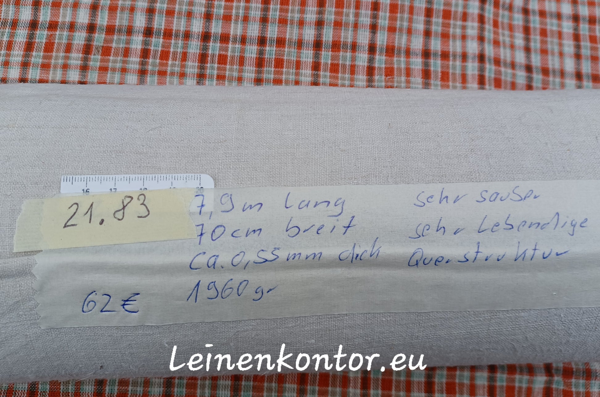 Leinenballen mit Etikett (Beschreibung)