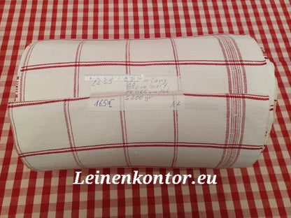Leinenballen Vollansicht Leinenballen mit roten Streifen Handtuchleinen