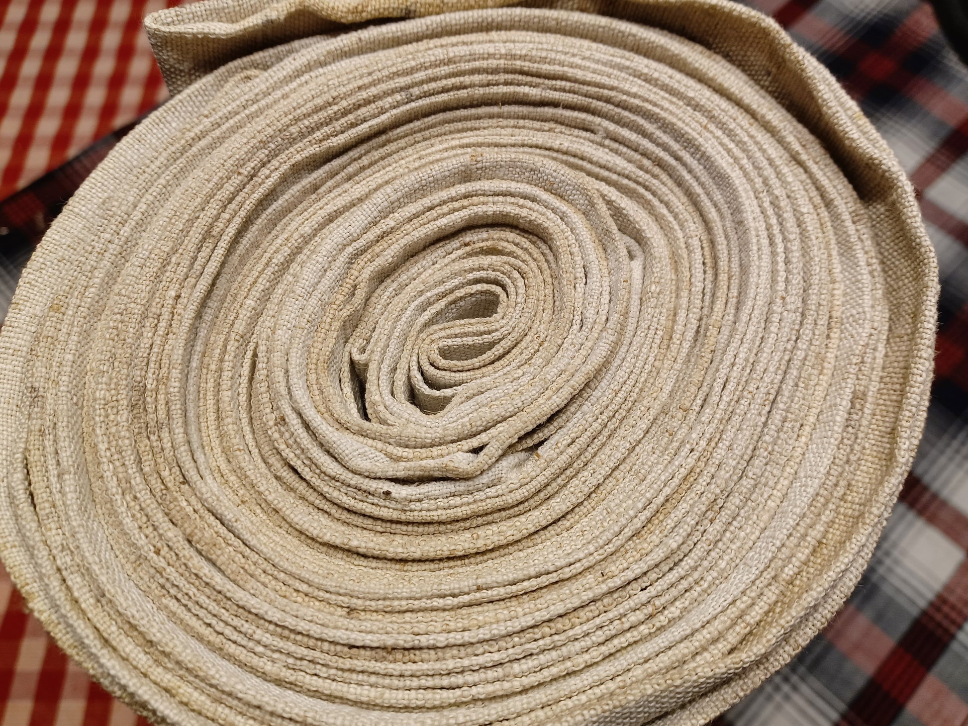 Leinenballen Ansicht gerollte Außenseite.